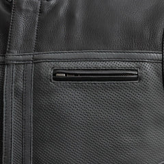 FIM650PERF-BGK-Two Tone Lowrider Perforated Men's Leather Vest