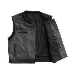 FIM650PERF-BGK-Two Tone Lowrider Perforated Men's Leather Vest