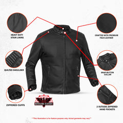 Rivet Soul Men's Faux Leather Motorcycle Jacket