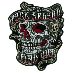 Hot Leathers Fuck Around Find Out Skull 10 Embroidered Patch - 10" x 8" - Iron-On or Sew-On - PPQ2649