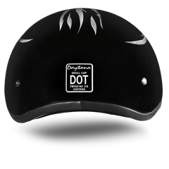 D6-IG DOT Approved Daytona Motorcycle Half Face Helmet - Skull Cap Graphics for Men & Women, Scooters, ATVs, UTVs & Choppers - W/ Ignite Grey