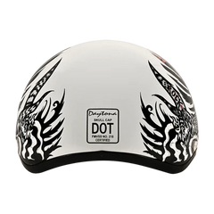D6-RR DOT Approved Daytona Motorcycle Half Face Helmet - Skull Cap Graphics for Men & Women, Scooters, ATVs, UTVs & Choppers - W/ Rockin' Reaper