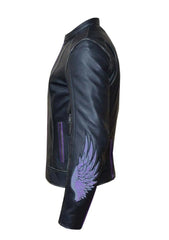 Lita - Ladies Purple Wing Leather Jacket