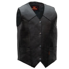 Hot Leathers VSM1014 Men's Motorcycle Black Heavyweight Leather Biker Vest with Inside Pocket