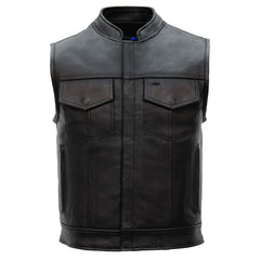 Hot Leathers VSM1052 Men's Black 'Patriotic' Motorcycle Club style Conceal and Carry Leather Biker Vest