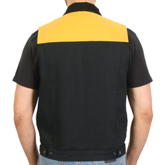 Hot Leathers Men's Black and Yellow Denim Conceal Carry Vest VSM6104