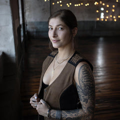 Milwaukee Leather MLL4509 Women's 'Smoocher'  2-Tone Crazy Horse Brown/Black Leather Club Style Motorcycle Vest