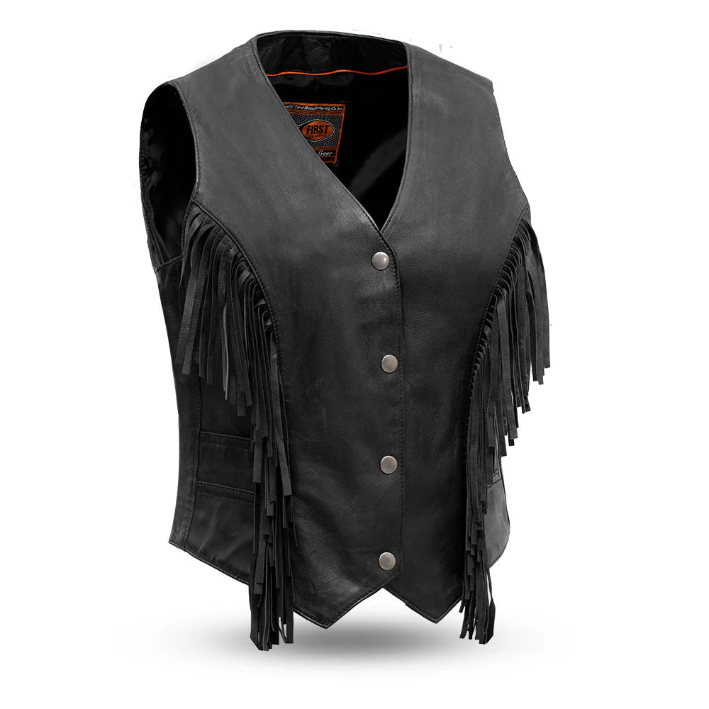 FIL572SDM-Apache Women's Leather Motorcycle Vest