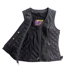 FIL581CDM-Bandida Women's Motorcycle Leather Vest