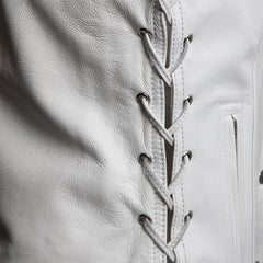 FIL577CDM-Beryl - Women's Motorcycle Leather Vest - White