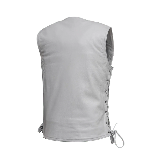 FIL577CDM-Beryl - Women's Motorcycle Leather Vest - White
