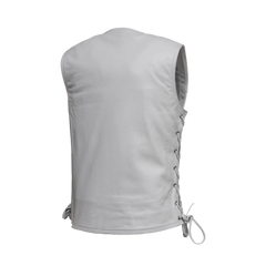 FIL577CDM-Beryl - Women's Motorcycle Leather Vest - White