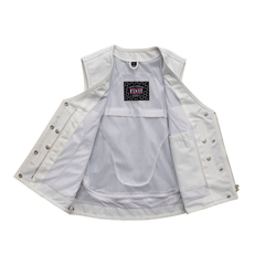 FIL577CDM-Beryl - Women's Motorcycle Leather Vest - White