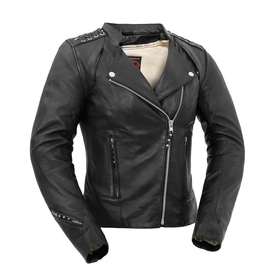 FIL191SDMZ-Black Widow - Women's Motorcycle Leather Jacket