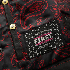 FIL588CDM-BLKRD-Bonnie - Women's Motorcycle Leather Vest - Diamond Quilt