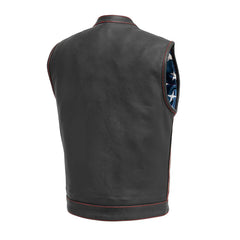 FIM684CDM-Born Free Men's Leather Motorcycle Leather Vest - Red Stitch
