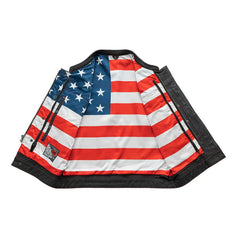 FIM684CDM-Born Free Men's Leather Motorcycle Leather Vest - Red Stitch
