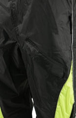 M Boss Motorcycle Apparel BOS19501 Men’s Black and High-Viz Green Two-Piece Motorcycle Rain Suit
