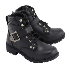 M Boss Apparel BOS49301 Women's 7-Inch Black Road Captain Leather Motorcycle Boots