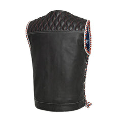 M017PERF-BLK-Captain Perforated Men's Motorcycle Leather Vest
