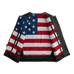 M017PERF-BLK-Captain Perforated Men's Motorcycle Leather Vest