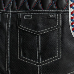 M017PERF-BLK-Captain Perforated Men's Motorcycle Leather Vest