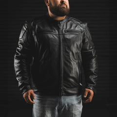 FIM226CDMZ-BLK-Chaos - Men's Leather Motorcycle Jacket