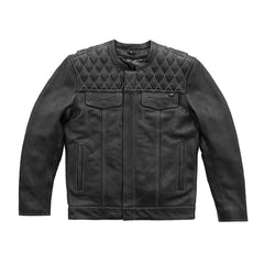 CUS264CDMZ-BKG-Cinder Men's Cafe Style Leather Jacket