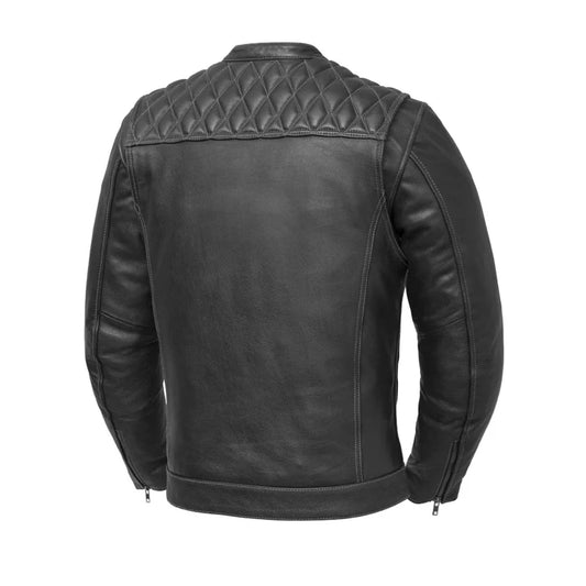 CUS264CDMZ-BKG-Cinder Men's Cafe Style Leather Jacket