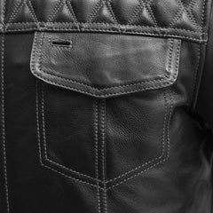 CUS264CDMZ-BKG-Cinder Men's Cafe Style Leather Jacket