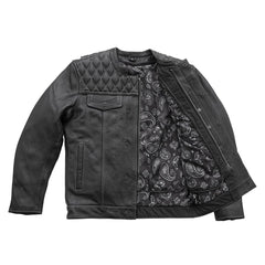 CUS264CDMZ-BKG-Cinder Men's Cafe Style Leather Jacket