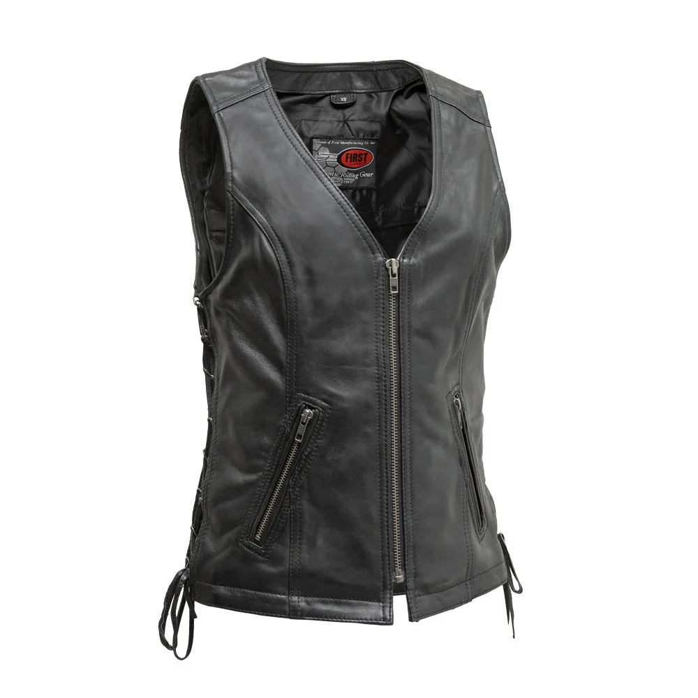 FIL576SDM-Cindy Women's Leather Motorcycle Vest