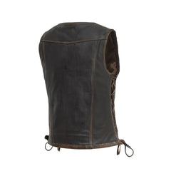 Cindy - Women's Motorcycle Leather Vest Brown Beige