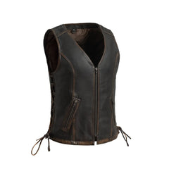 FIL576CDM-BRNB-Cindy - Women's Motorcycle Leather Vest