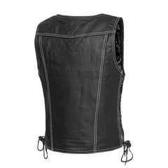 Cindy - Women's Motorcycle Leather Vest Black