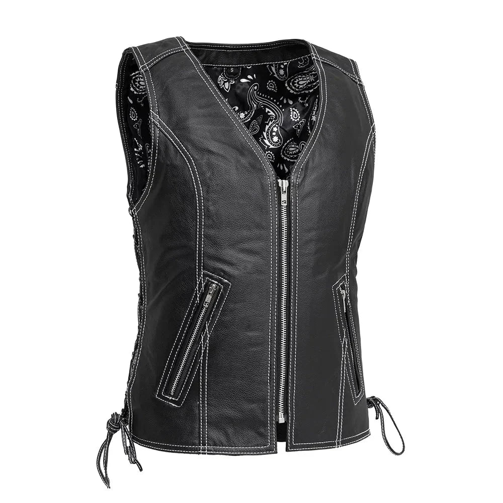 FIL576PM-Cindy - Women's Motorcycle Leather Vest