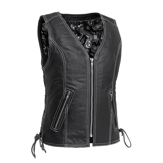 FIL576PM-Cindy - Women's Motorcycle Leather Vest