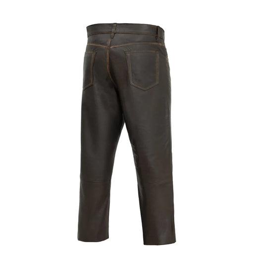 FIM833CFD-BRNB-Commander Men's Leather Motorcycle Pants
