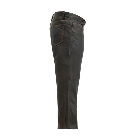 FIM833CFD-BLK-Commander Men's Leather Motorcycle Pants