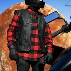 FIM645CSL-Commando Men's Leather Swat Style Motorcycle Vest