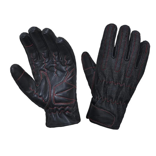 Redline - Men's Leather/Denim Motorcycle Gloves