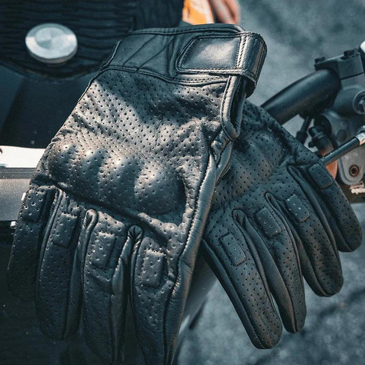 Throttle Grip - Men's Perforated Leather Motorcycle Gloves