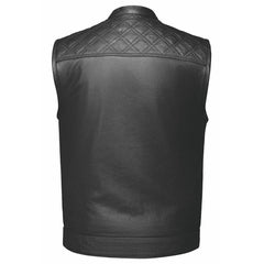 Black Diamond  - Mens Premium Leather Diamond Stitch Club Vest