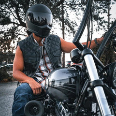 Black Diamond  - Mens Premium Leather Diamond Stitch Club Vest