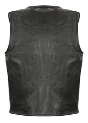 Club Vest CVM3740 Men’s Black Seamless Front and Back Design Leather Vest