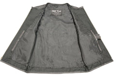 Club Vest CVM3740 Men’s Black Seamless Front and Back Design Leather Vest