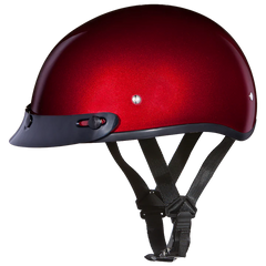 D1-BC DOT Approved Daytona Skull Cap Half Shell Motorcycle Helmet - Beanie Style for Motorcycles, Cruisers, Scooters, and Mopeds - Black Cherry