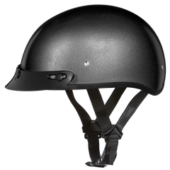 D1-GM DOT Approved Daytona Skull Cap Half Shell Motorcycle Helmet - Beanie Style for Motorcycles, Cruisers, Scooters, and Mopeds - Gun Metal Grey Metallic