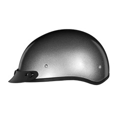 D1-SM DOT Approved Daytona Skull Cap Half Shell Motorcycle Helmet - Beanie Style for Motorcycles, Cruisers, Scooters, and Mopeds - Silver Metallic