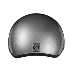 D1-SM DOT Approved Daytona Skull Cap Half Shell Motorcycle Helmet - Beanie Style for Motorcycles, Cruisers, Scooters, and Mopeds - Silver Metallic